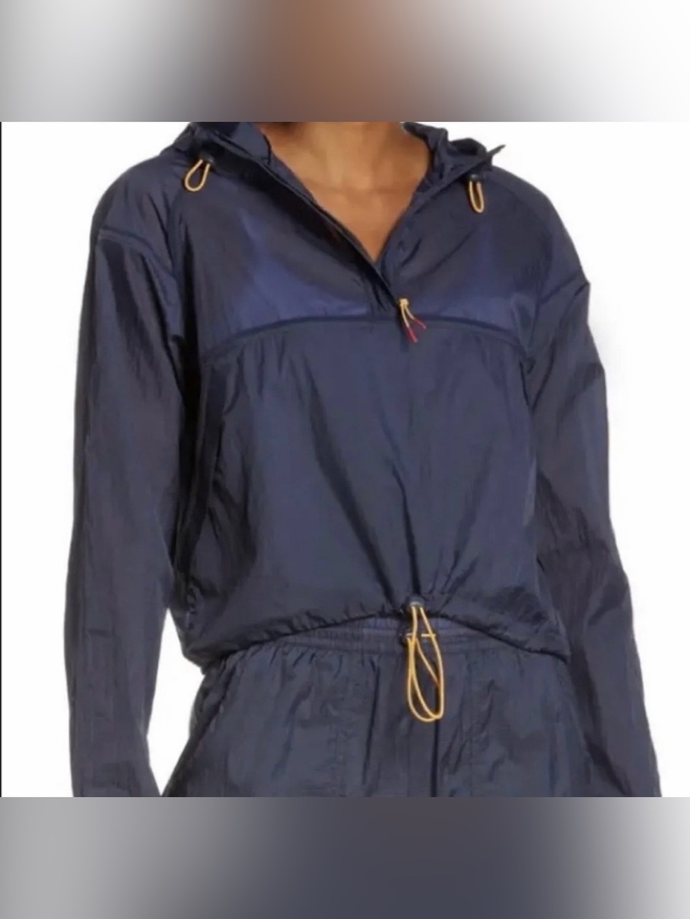 Outdoor Voices Packable Windbreaker ½ Zip Jacket, Navy Blue, Women’s Small